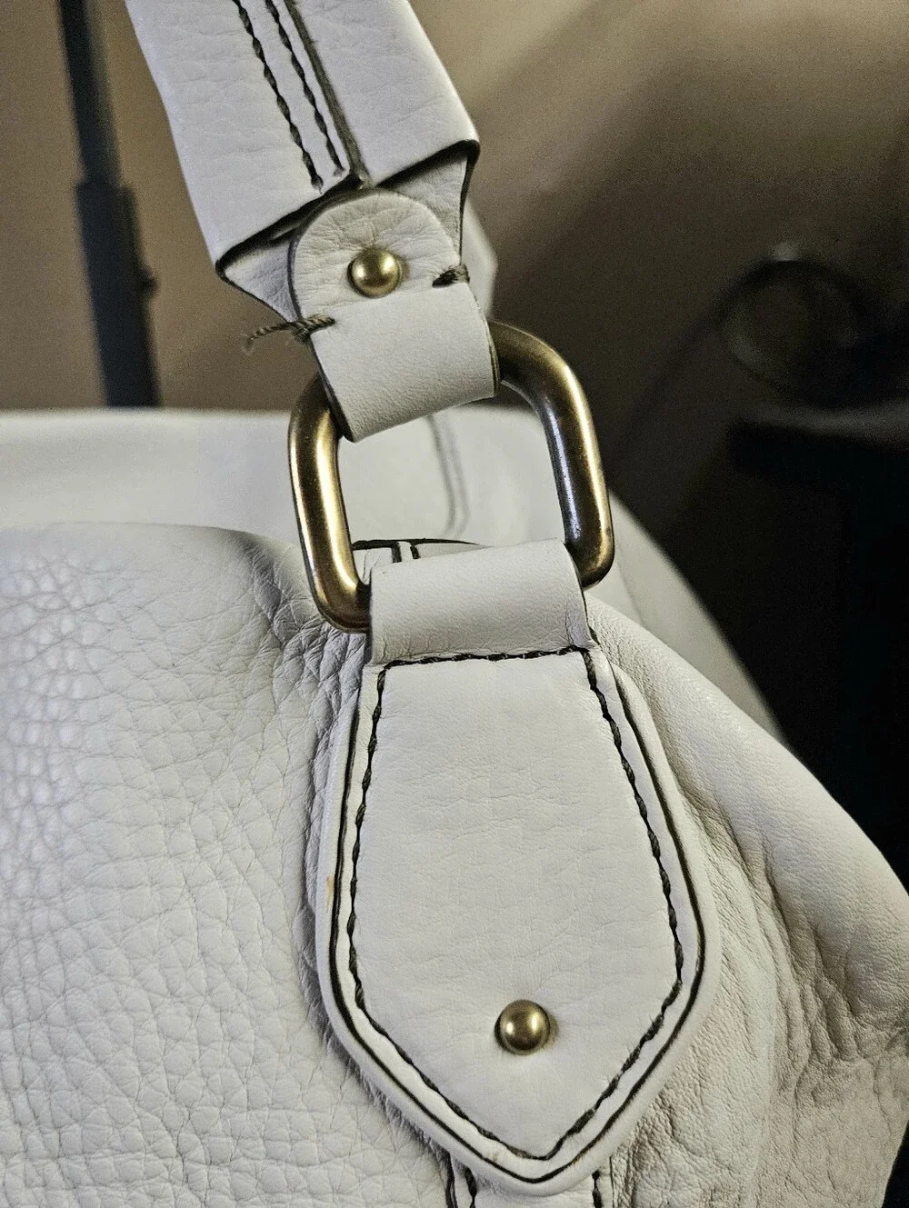 Cole Haan White Pebbled Leather Slouchy Satchel